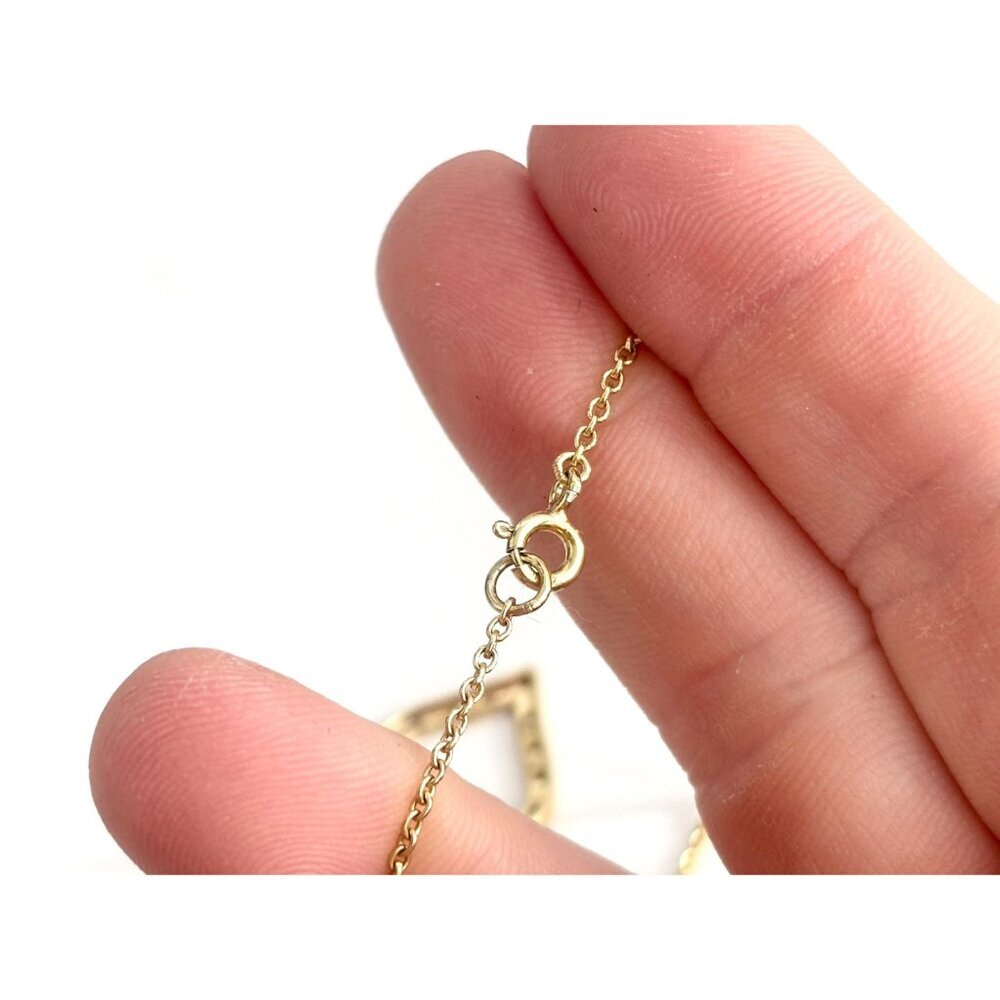 Heart Shaped Rhinestone Sterling Silver Gold T Vintage Pendant Necklace - 17" - Picture 8 of 11